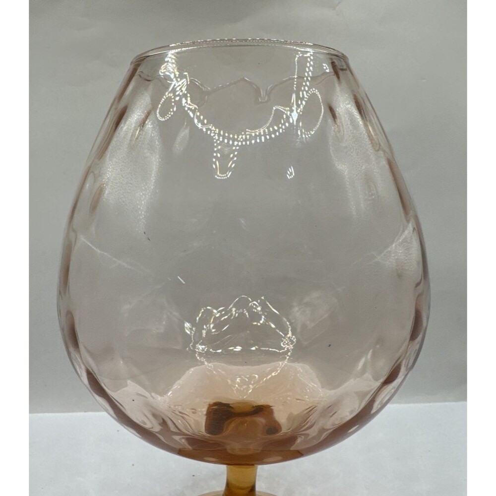 MCM Vtg Empoli Italian Pink Optic Blown Glass Vase Brandy Snifter Footed Bowl - Picture 3 of 4